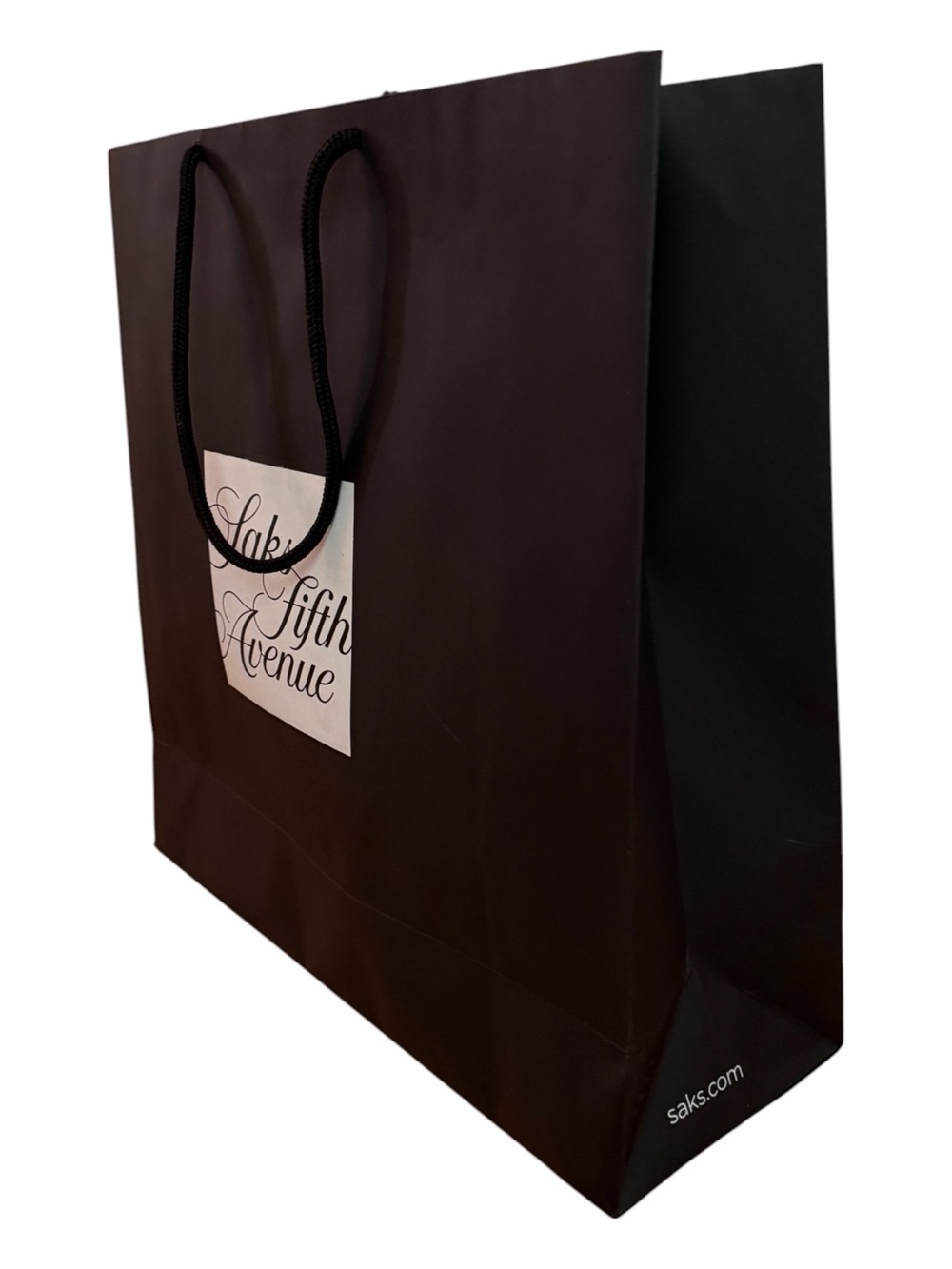Saks Fifth Avenue Large Black Paper Shopping Bag with Logo